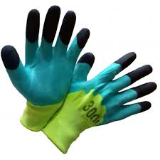 Перчатки нейлоновые с черными пальцами (салатные) 070