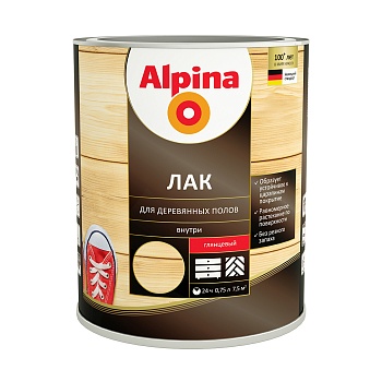 Лак алкидно-уретановый Alpina  для деревянных полов глянцевый, 0,75 л