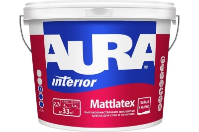 Краска моющаяся для стен и потолков Aura Mattlatex 2,7 л ASP019
