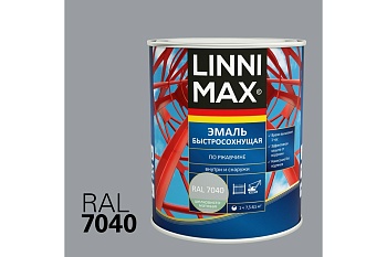 Грунт-эмаль алкидная LINNIMAX Быстросохнущая по ржавчине шелковисто-матовая RAL 7040 0,75 л (P)