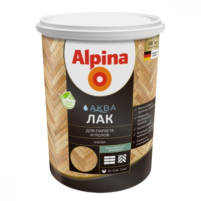 Лак акриловый Alpina Аква лак для паркета и полов шелковисто-матовый , 0,9 л