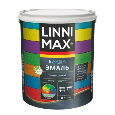 Эмаль акриловая LINNIMAX Аква Эмаль универсальная шелковисто-матовая База 1, 2,5 л (P)