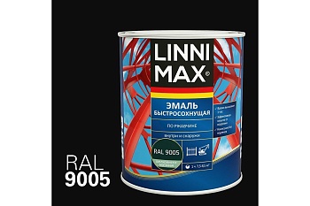 Грунт-эмаль алкидная LINNIMAX Быстросохнущая по ржавчине шелковисто-матовая RAL 9005 0,75 л (P)