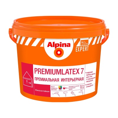 Краска для внутренних работ Alpina EXPERT Premiumlatex 7,Премиумлатекс 7 База 3, 9,4 л.