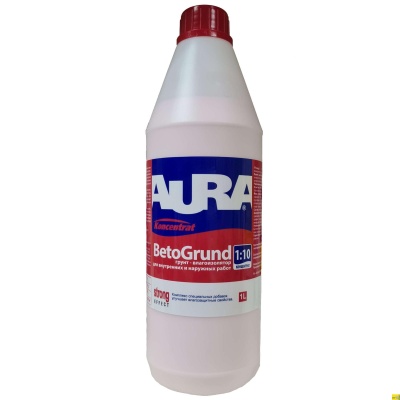 Грунт влагоизолятор, концентрат для вн.наруж. раб. 1.10 Aura BetoGrund 1 л (12ш.упак)
