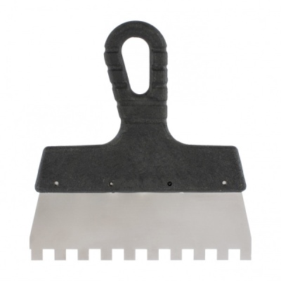 Шпатель из нержавеющей стали, 150 мм, зуб 4х4 мм, пластмассовая ручка Sparta 85154