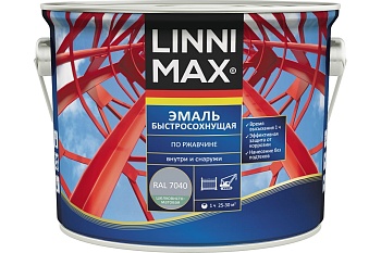 Грунт-эмаль алкидная LINNIMAX Быстросохнущая по ржавчине шелковисто-матовая RAL 7040 2,5 л (P)