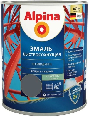 Грунт-эмаль алкидная LINNIMAX Быстросохнущая по ржавчине шелковисто-матовая RAL 7024 0,75 л