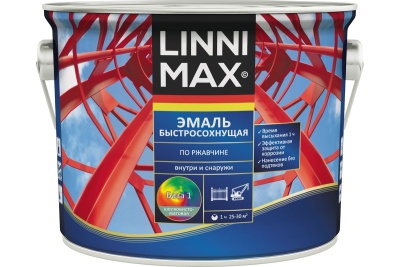 Грунт-эмаль алкидная LINNIMAX Быстросохнущая по ржавчине шелковисто-матовая База 1 2,5 л (P)