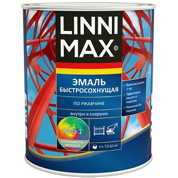 Грунт-эмаль алкидная LINNIMAX Быстросохнущая по ржавчине шелковисто-матовая База 1 0,75 л (P)
