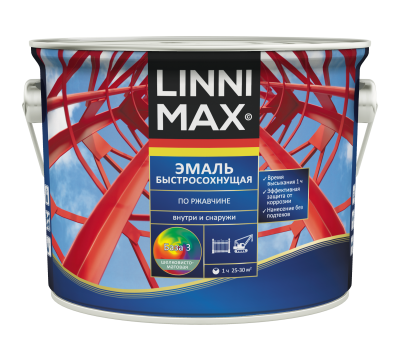 Грунт-эмаль алкидная LINNIMAX Быстросохнущая по ржавчине шелковисто-матовая База 3 2,35 л (P)